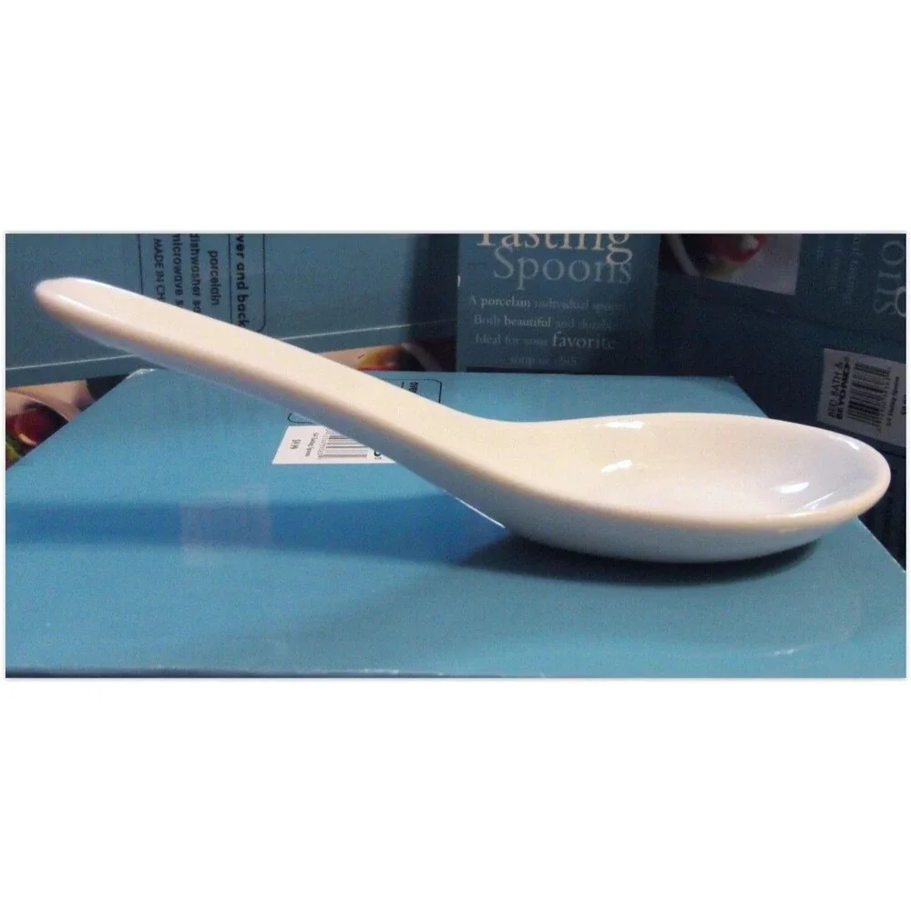 Over and Back Porcelain TASTING SPOONS 4PCS, Flat Bottom Spoons NEW